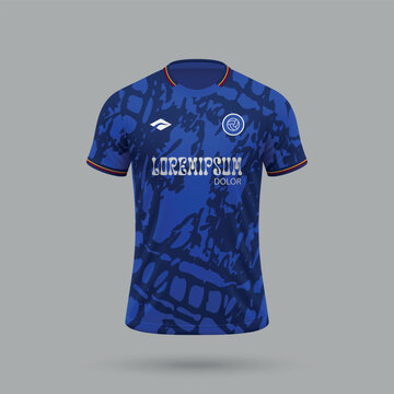 3d realistic soccer jersey in Getafe style, football shirt template 2024