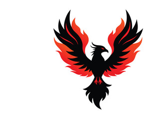 Naklejka premium colorful phoenix, eagle with fire wings 