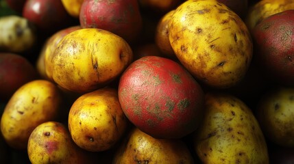 Fresh Organic Whole Potatoes, background. Farmers market, vegetables. Ai generation.