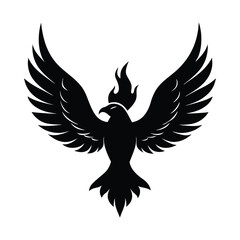Obraz premium silhouette phoenix, eagle with fire wings 