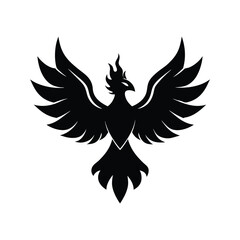 Obraz premium silhouette phoenix, eagle with fire wings 