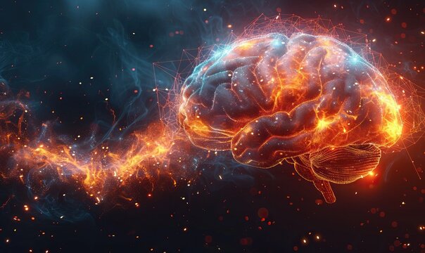 digital brain with connections.
