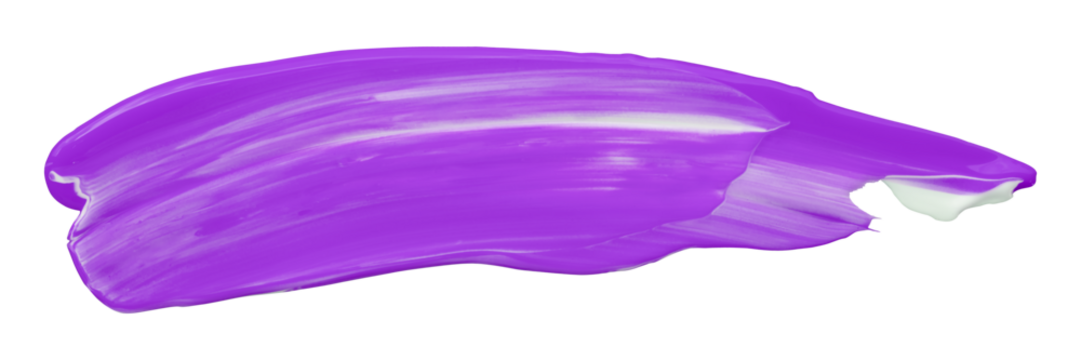 Shiny purple liquid brush strokes isolated on transparent background