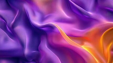 Obraz premium Purple and yellow flowing chiffon fabric texture. Bright summer banner, abstract background illustration. Ai generation
