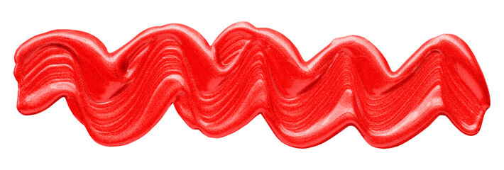 Shiny red brush stroke isolated on transparent background