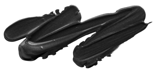 Shiny black brush stroke isolated on transparent background
