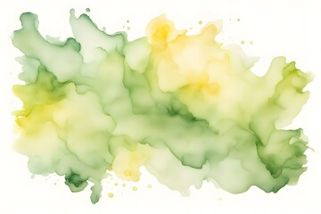Obraz premium A blend from light green to pale yellow watercolor on white background, Ai Generated