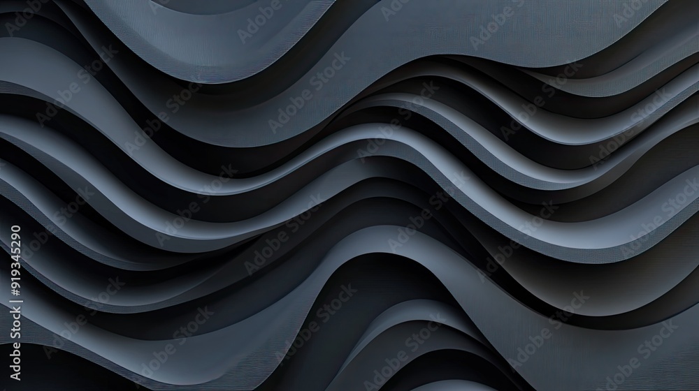 Poster elegant curvy waves in a mix of dark and ash gray tones, creating a modern, unobtrusive background t
