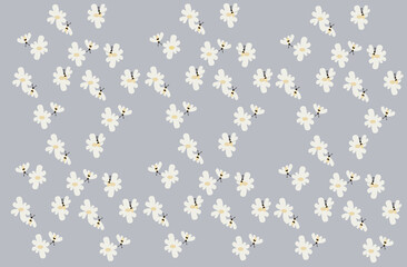 beautiful illustrations of drawings of bees and flowers on a bright background