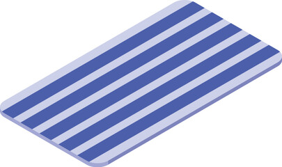 Obraz premium Blue stripe yoga mat for fitness training isometric icon isolated on white background