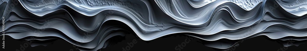 Poster monochrome abstract wavy shape in horizontal orientation