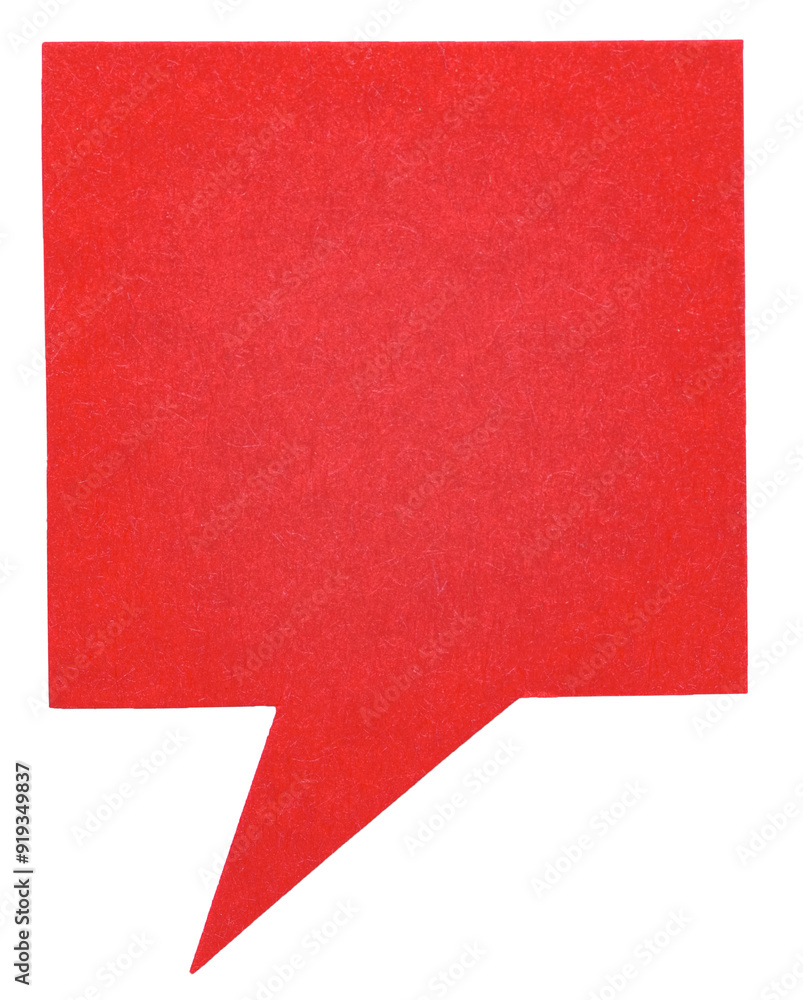 Poster red blank square cut out paper speech bubble with copy space for text on transparent png background 