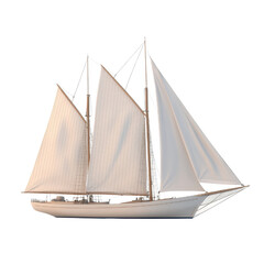 Obraz premium A detailed view of a classic sailboat with white sails, perfect for maritime themes, sailing events, and oceanic adventures.