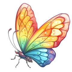 Charming butterfly sticker on a white background, featuring a delicate and playful design that highlights the beauty and grace of this colorful insect. Perfect for adding a whimsical and nature-inspir