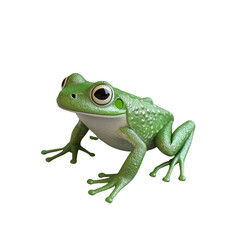 A vibrant green frog with large eyes, showcasing its unique texture and playful pose against a transparent background.
