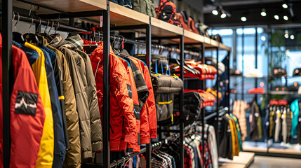 Fototapeta premium various apparel for sale inside H and M store in Hong Kong.ai generative