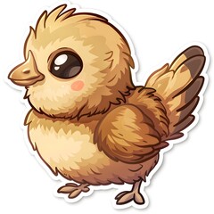 Adorable cartoon-style chick sticker on a white background, showcasing a cute and playful baby chicken, perfect for adding a fun and cheerful touch to various creative projects.
