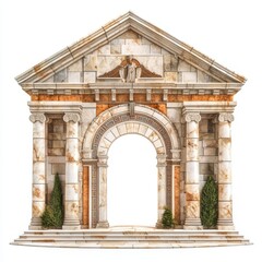 Naklejka premium Byzantine arch with detailed mosaic inlays and marble columns in a historical setting