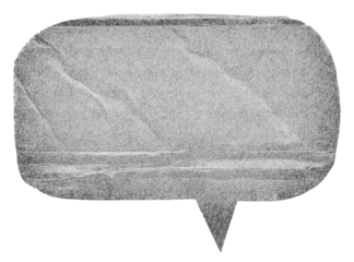 Blank gray cut out cardboard paper speech bubble of round shape with copy space for text on transparent png background design element
