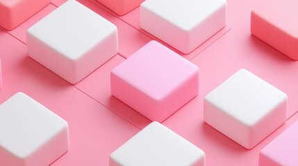 Obraz premium A collection of white and pink cubes in a grid pattern.
