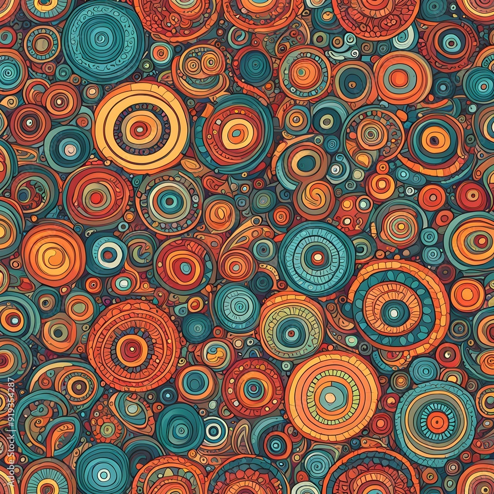 Poster fun colorful circle doodle seamless pattern
