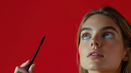 Obraz premium Closeup of a woman's eye with mascara wand.