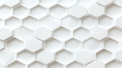 Fototapeta premium Contemporary design featuring a seamless hexagon pattern, evoking a honeycomb's natural symmetry and complexity, set against a pristine white background