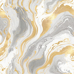 An abstract design with fluid, marbled patterns in shades of white and gold.