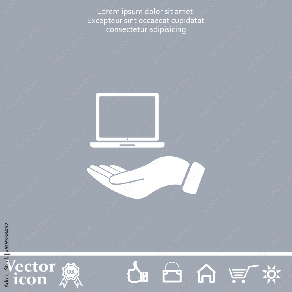 Poster vector icon of white color on a gray background