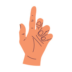 Male hand in motion vector cartoon illustration isolated on a white background.