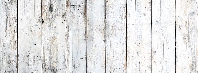Naklejka premium Weathered white wood panel with cracks and knots.