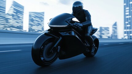 Modern motorcycle racing on an illuminated city street