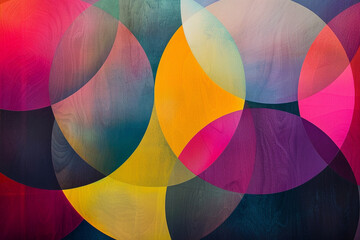Modern art print with intersecting circles and a gradient color palette for a vibrant look.