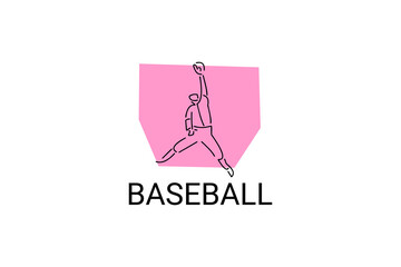 Baseball player vector line icon. batter and ball logo, equipment sign. sport pictogram illustration