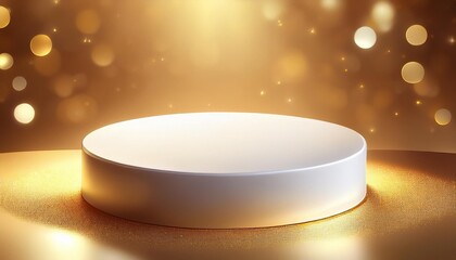 Beautiful gold minimal pedestal podium, for cosmetic product presentation, 3d rendering illustration.