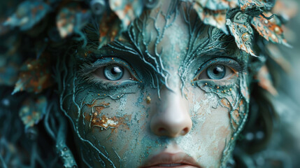 close up portrait of a fantasy snake girl