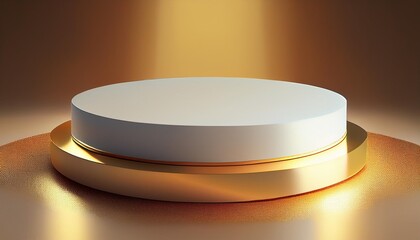 Beautiful gold minimal pedestal podium, for cosmetic product presentation and celebration, 3d rendering illustration.