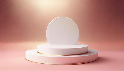 light pink minimal pedestal podium, for cosmetic product presentation, 3d rendering illustration.