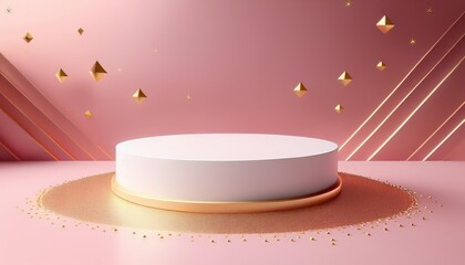 light pink minimal pedestal podium, for cosmetic product presentation, 3d rendering illustration.