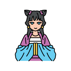 Shojo genre of manga color line icon. Character in anime style.