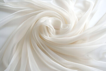Swirling White Silk Fabric Texture Background
