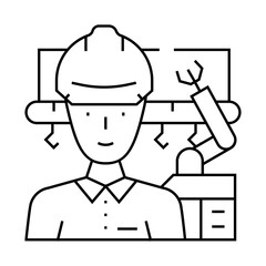industrial engineer line icon vector. industrial engineer sign. isolated contour symbol black illustration