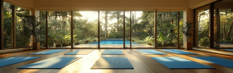 Women Engaging in Morning Yoga Fitness Class in Studio