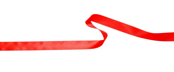 One red silk ribbon isolated on white