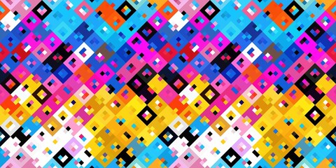 Ditzy pixel abstract rainbow seamless border pattern backdrop. Modern playful variegated repeating graphic design for kids, textile and home decor trim edge. 