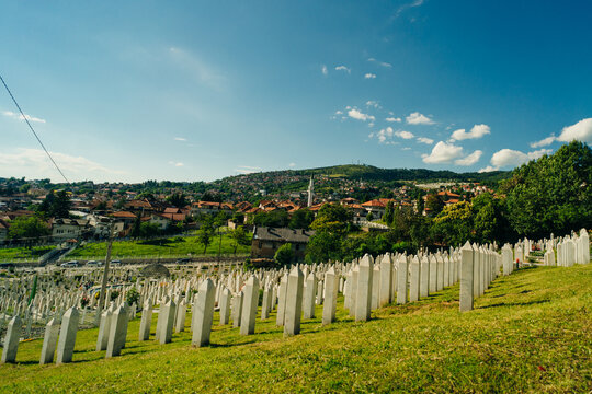 Kovaci War Memorial and Cemetery in Sarajevo, Bosnia and Herzegovina July 10, 2023.