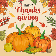 Happy Thanks giving colorful poster
