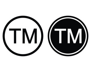 TM trademark icon mark in editable stroke and filled style