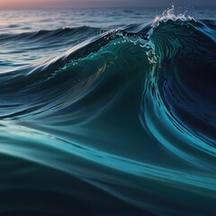 An abstract background that captures the essence of an ocean wave, with flowing forms and cool colors.