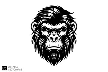 Obraz premium ape head vector graphic design black and white clip art silhouette